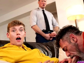 Twink jack bailey gets his mouth full of filthy pubic hairs from his stepdad lawson james hairy asshole while his buddy pierce paris anal fucks him!