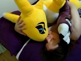 Making out with life-sized renamon plush