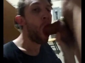 Faggot milks huge dick